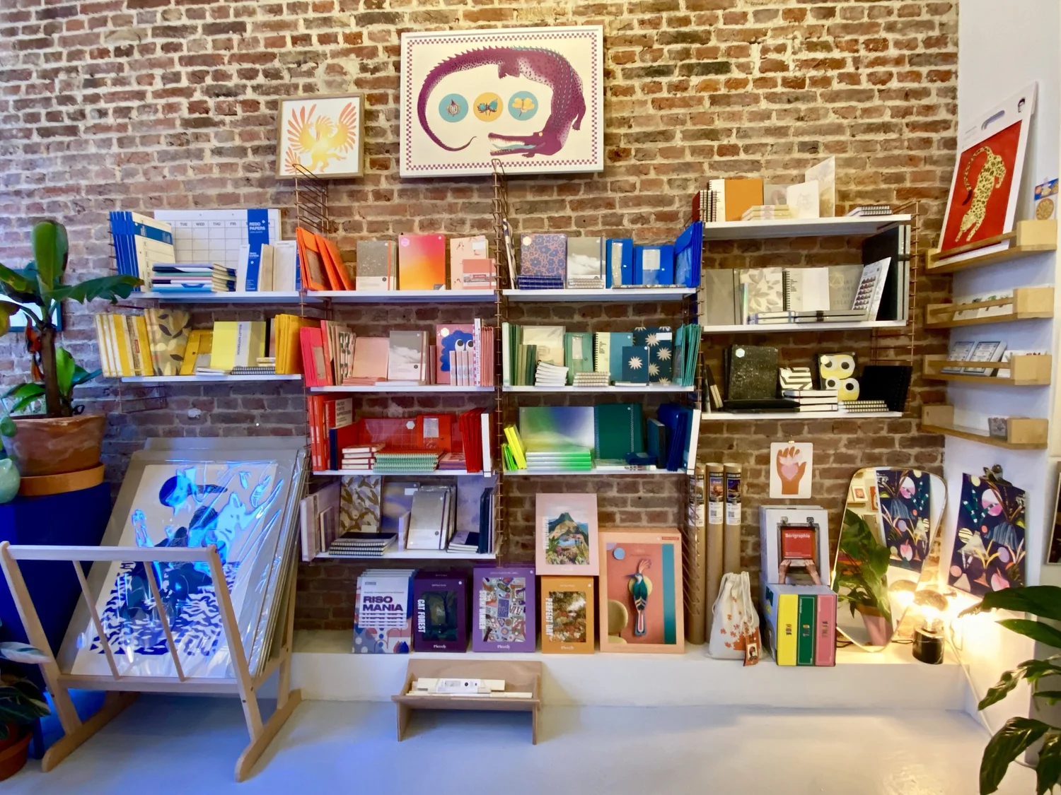 Prints, posters, cards and art publications on the Moirés shelves